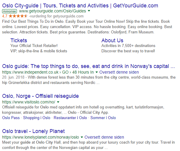 Google serp list